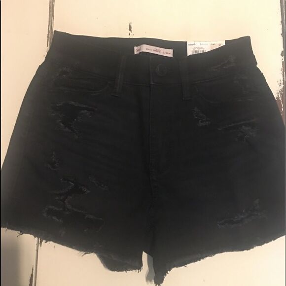SO Size 0 shortie black jean shorts distressed - Picture 1 of 6